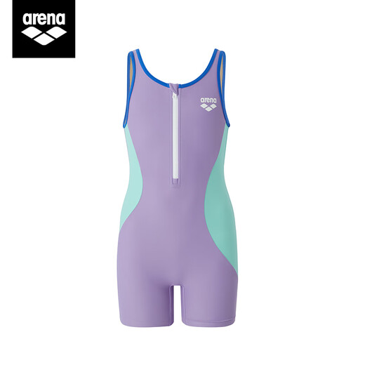 Arena Children's One-piece Swimsuit Women's High Elasticity Comfortable Fitness Training Sun Protection Children's Boxer Swimsuit 2025 New Purple 110