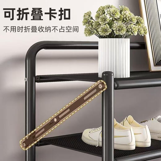 Yiga folding shoe rack door shoe rack household multi-layer iron installation-free storage rack storage rack black 6 layers 70