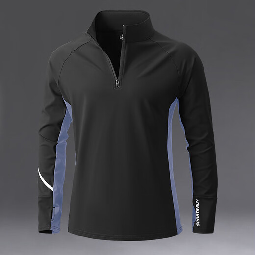 Zailu Sports Jacket Men's Quick-drying Windbreaker Cycling Suit Men's Summer Thin Style Men's New Lightweight Sunscreen Stand-up Collar Long Sleeve Jet Black Quick-Drying Breathable M M