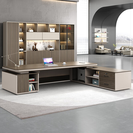 Guiqiu boss desk office desk and chair combination simple and modern president desk supervisor desk manager desk boss president table 2 meters boss table + chair + 2.4 meters bookcase