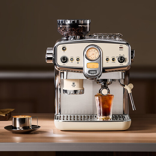 Pedrocchi state subsidy Pedrocchi S60 coffee machine retro household commercial coffee machine cold brew coffee machine Italian American grinding, extraction and milk frothing all-in-one machine Milan white UItra hot and cold double extraction