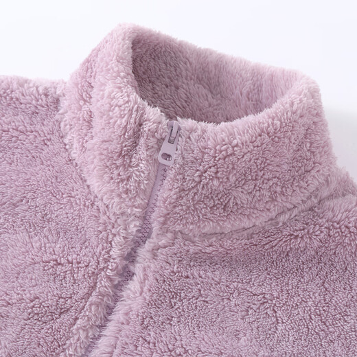 Baleno S&K Series Jacket Women's Cardigan Top 2025 Winter New Shu Cotton Velvet Warmth Heavyweight Fashion Long Sleeve 1 Lilac Purple #Solid Color Soft Skin Friendly L