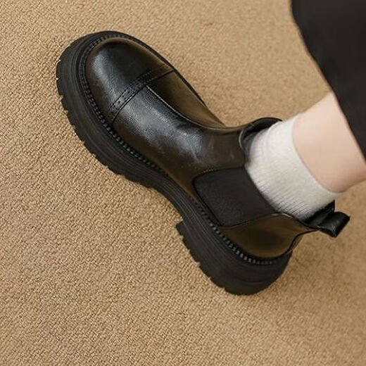 Belle Thick Soled Chelsea Women's Boots 2025 Autumn and Winter New British Style Martin Boots Women's Popular Short Boots This Year Dark Brown Single Liner 37