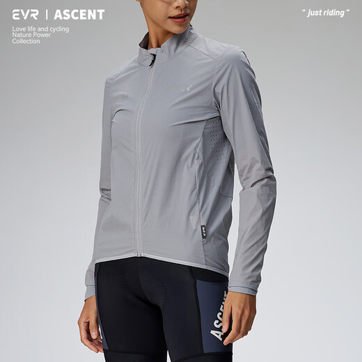 EVR Cycling Windbreaker Men's and Women's Windproof Jacket Water-Repellent Cycling Jersey Woven Fabric All-Weather Wind Tunnel Gray M