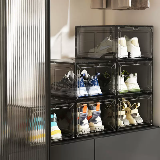 Yusenyi aj shoe box storage box sneakers anti-oxidation acrylic shoe cabinet transparent shoe storage box plastic space-saving shoe wall black 20 pieces 34.8x27x18.5cm