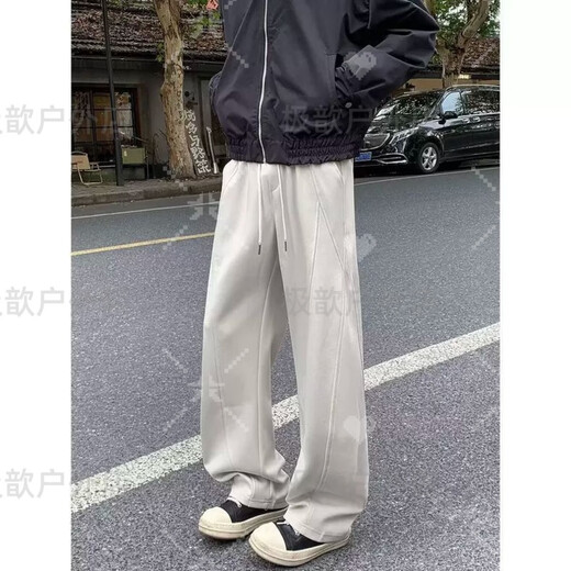 Tanbeiman Willow Leaf Cut Pants 3D Crotch Scimitar Sweatpants Men's Autumn and Winter Style American Style Handsome OOTD Lift-Up Micro-Large Pants Apricot 6XL