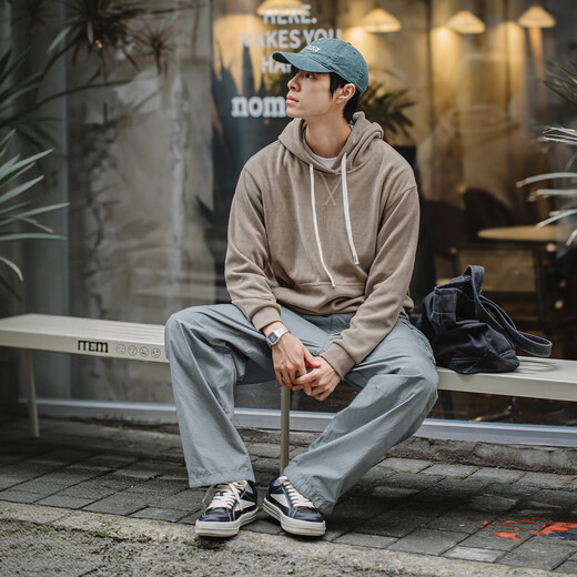 Mr.A380G heavyweight chenille hooded sweatshirt loose pullover corduroy bottoming shirt jacket men's autumn and winter MRA men's wear dark gray L