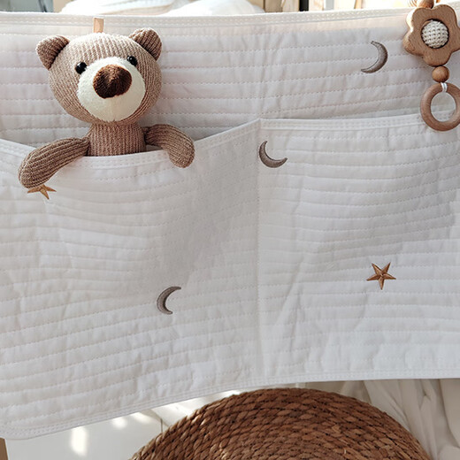 Storage hanging bag diaper diaper newborn clothing toy storage bag baby bedside storage hanging bag bag Huang Xingyue double pocket hanging bag (50*35cm)