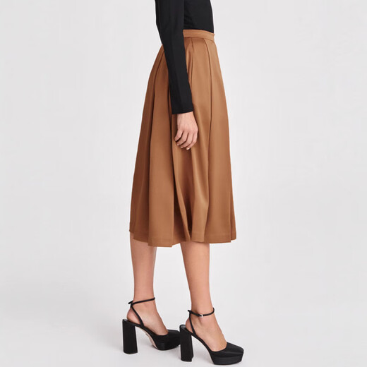 Hengyuanxiang Vêtements féminins 2025 Automne et hiver Nouvelle jupe plissée haute zipper grande jupe d'ourlet européenne et américaine