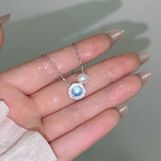 Lanlian Quality Aquamarine Necklace Freshwater Pearl Silver Jewelry Women's 2025 New Accessories Exquisite Pendant Summer Silver Necklace