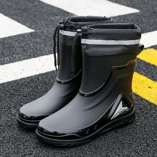 Deutsche High-End-Regenstiefel Herrener neuer Stil geschlossener Regenfisch wasserdichte Schuhe Mittelröhre Anti-Rutsch-Regenstiefel Wasserstiefel Außenfischerei Regenstiefel schwarz plus wasserdichte Mund, nicht entfernt zu werden 40