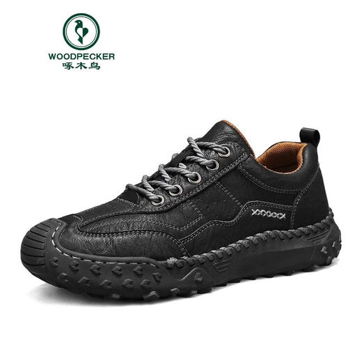 
Woodpecker high-end new style new handmade soft sole men's shoes spring casual shoes men's leather shoes flat large size loafers 9893 light brown 38