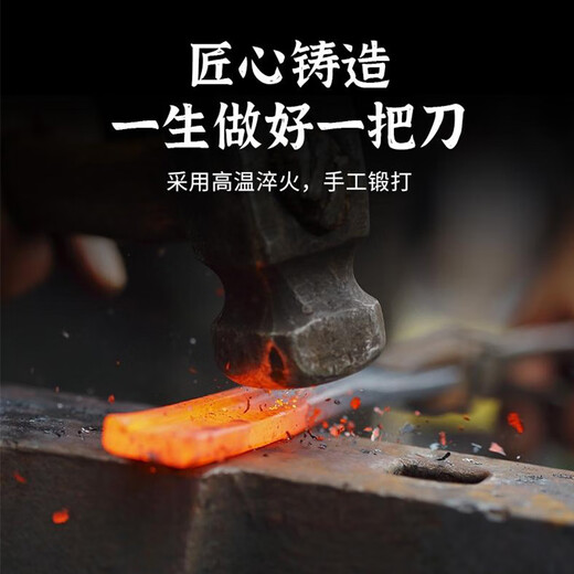 拜格（BAYCO） 锻打锤纹木柄菜刀三件套斩骨刀菜刀水果刀不锈钢刀具套装 ZH7213