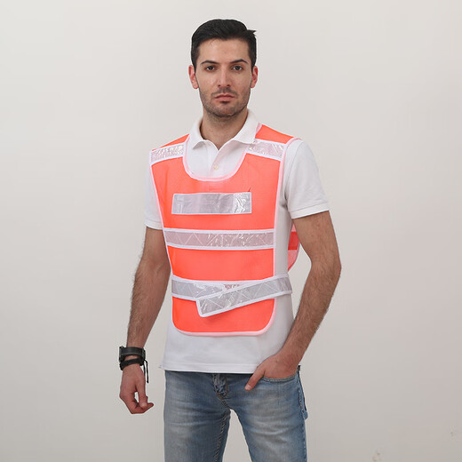 Reflective vest traffic car construction vest safety clothing car car night new traffic rules riding printable fluorescent yellow net white strips