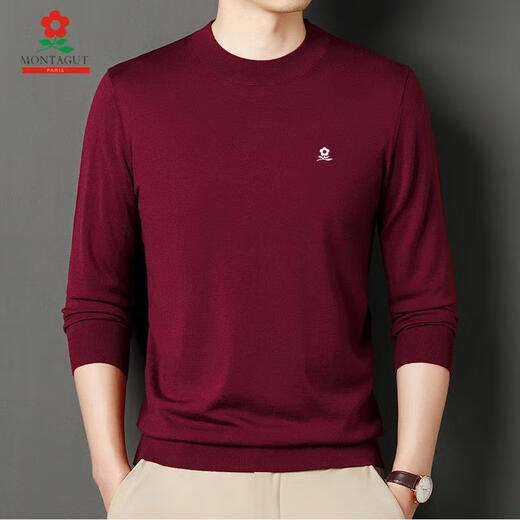 
MONTAGUT French Merino 80 worsted woolen sweater long-sleeved T-shirt men's half turtleneck sweater knitted sweater black M 165 [weight 100-115 Jin [Jin equals 0.5 kg]]