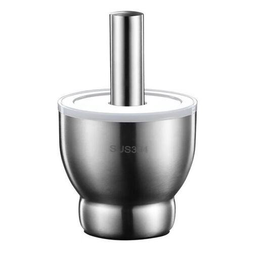 Qinkai grade 316 stainless steel solid garlic masher household grinder mash jar manual garlic masher garlic mortar 304 stainless steel - straight
