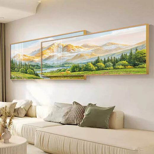 Mopai modern light luxury living room sofa background wall decoration painting 2025 new superimposed painting minimalist high-end hanging painting with backing 240x65cm (suitable for 3.5m sofa) crystal porcelain