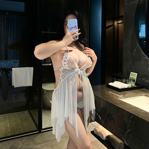 Sexy lingerie, sexy bed shirt, lace suspender skirt, crotchless thong, can be added to large sizes 8287 black 170XL160-200Jin Jin is equal to 0.5 kg