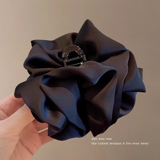 Cloud pleated bubble clip for women 2025 new high-end large shark clip for the back of the head black bow hair clip black cloud bubble large clip about 11cm