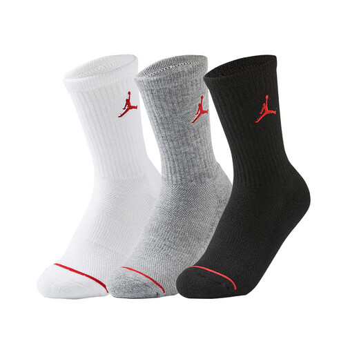 Jordan Nike AJ children's socks 3 pairs of men's and women's mid-length socks 2025 new youth sports socks Yanling Gray
