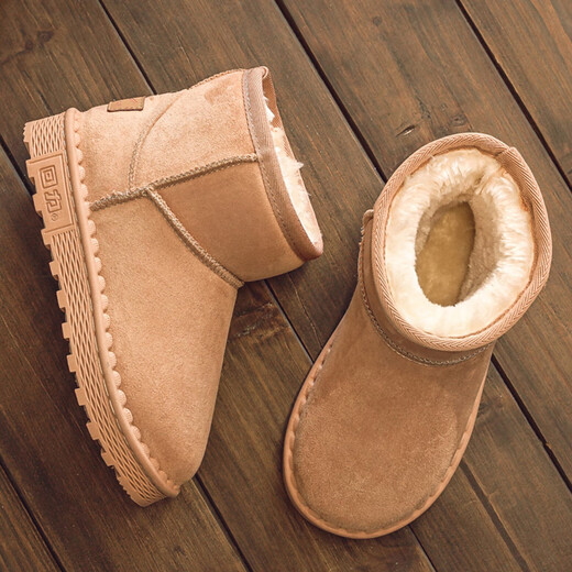 Pull back children's snow boots winter style girls' shoes boys' warm plus fleece cotton shoes WBNJS0375 camel 36