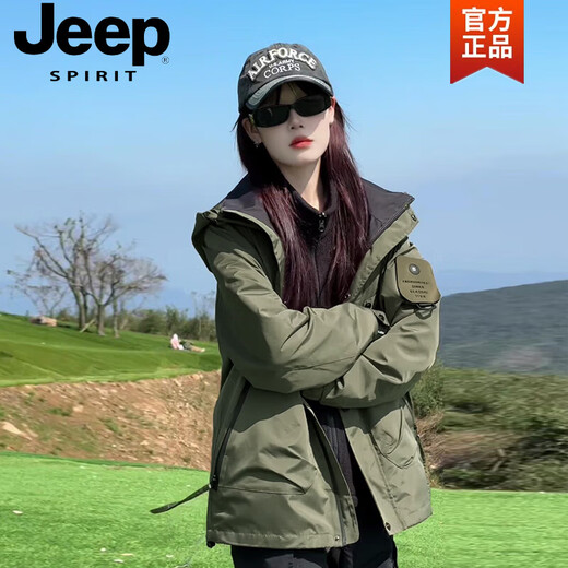 JEEP SPIRIT Jacket Men's Spring, Autumn and Winter New Korean Couple's Removable Velvet Cotton Workwear Three-in-One Men's and Women's Jackets Burgundy Three-in-One Removable Liner M (105-120Jin Jin equals 0.5kg)
