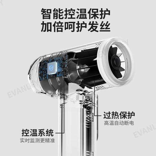 EVANLEY German Wireless Hair Dryer Rechargeable Student Dormitory Special Unplugged Hot and Cold Air Battery USB Hair Dryer High Speed Motor Unplugged Hot Air Blowing-Ivory White