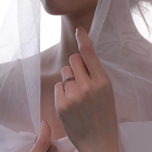 DR Proposal Diamond Ring K Gold/PT950 Platinum Classic Six Claw Classic Wedding Moissanite Ring Valentine's Day Gift 1 Carat Gift Box + Certificate PT950 Closed (Remark Number)