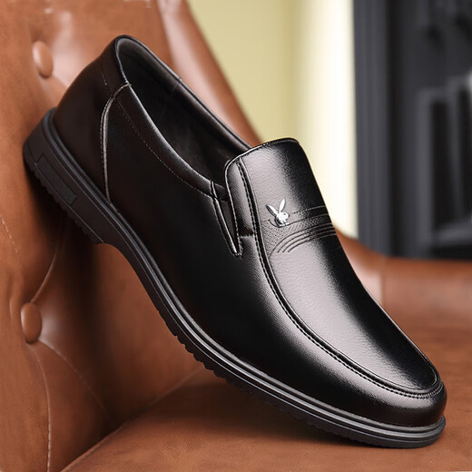 
Leather shoes for men in winter genuine leather men's business formal wear middle-aged and elderly dad's shoes casual plus velvet inner height-enhancing warm cotton shoes 9922 black regular style 38 price increase soon