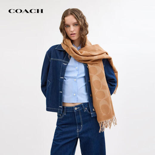 COACH brand direct supply autumn and winter warm wool scarf for men and women, camel CU807 Christmas gift