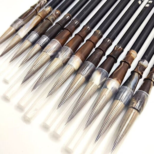 Professional-grade brush calligraphy dedicated for beginners to practice high-end professional-grade medium-sized pure wolf howling in regular script, four treasures of the study room, student wolf hair, sheep hair and hair brush, black rod agate style, medium size - wolf hair