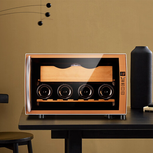 CIGARLOONG 25C cigar cabinet temperature controlled moisturizing Spanish cedar wood naked small mini humidifier household energy-saving silent electronic cabinet dual-core dual-core refrigeration constant temperature red wine cabinet golden cigar red wine 25L cigar cabinet