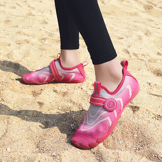 Beach wading shoes for men and women, outdoor rafting shoes, river tracing shoes, non-slip, anti-cut, quick-drying swimming and diving shoes, fitness yoga 732, dark blue orange 42