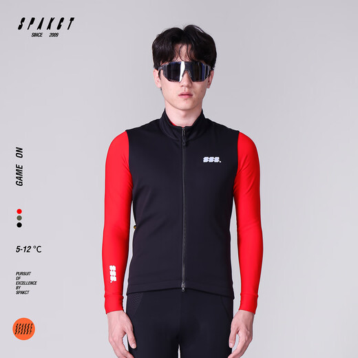 Spakct new cycling clothing road mountain bike men and women autumn and winter windproof warm sports vest top GAME ON-Black XL