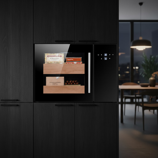 Senling cigar cabinet small ultra-thin 38 cm independent built-in constant temperature and humidity eggplant mini humidor cedar wood shelf sideboard red wine cabinet independent built-in dual-use-constant temperature and humidity-cedar wood-ambience light-268 34L