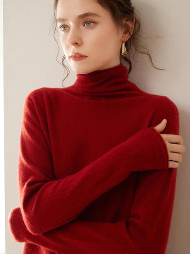 SENLIYA international light luxury high-end cashmere sweater new seamless one-piece cashmere sweater women's pile collar sweater loose high collar knitted coffee brown S