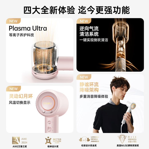 CONFU high-speed hair dryer 5 billion plasma hair care household high-power high-wind quick-drying birthday gift hair dryer F9Pro powder gift box national subsidy