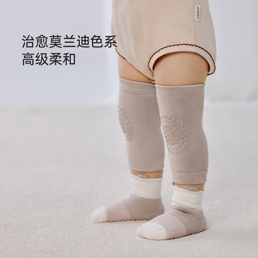 Babylove baby split knee socks set autumn and winter leggings crawling non-slip floor socks stockings baby socks moon night gray 6-12 months (10.5cm)