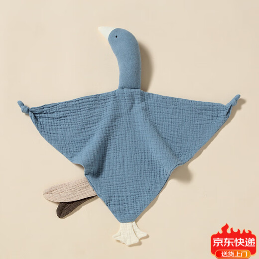 Jingmengyuan crumpled cloth soothing napkin baby can chew the doll sleep baby put to sleep pure cotton gauze little swan hand puppet gray bunny (goose) 1 pack