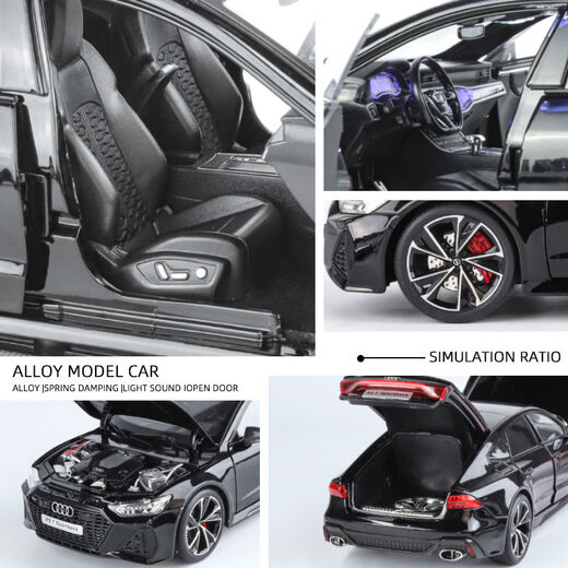 Yier 1:18 alloy key remote control Audi RS7 black performance car model modified light version male sports car for children 1-18 Audi RS7-gray super full function
