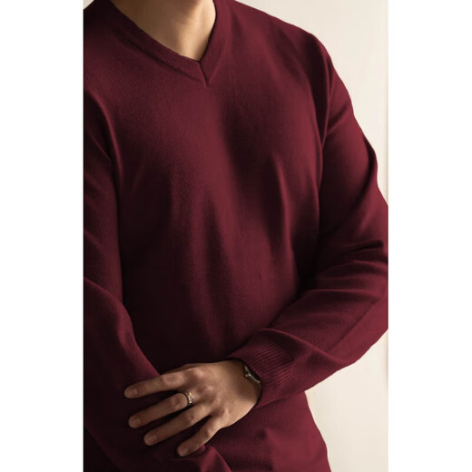 Tough guy v-neck American sweater men's slim-fit core-spun yarn sweater Henry collar solid color bottoming sheep khaki 3XL