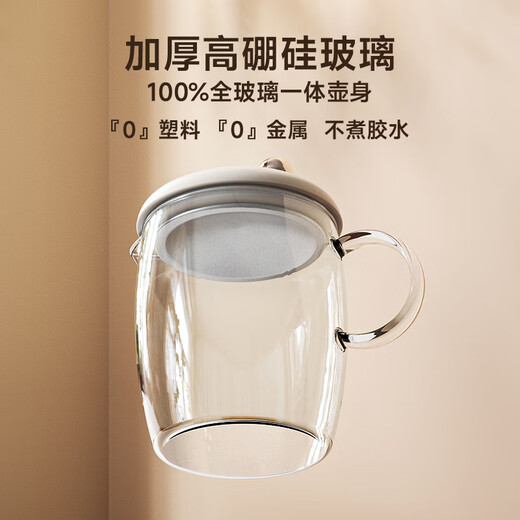 Feisenke mini health pot, one person health kettle, 0.6 liter teapot, all-glass small thermostatic kettle, office health cup, flower teapot, recommended gifts for Teacher's Day, hot-selling milk white model, exquisite life for 1-2 people, 0.6L