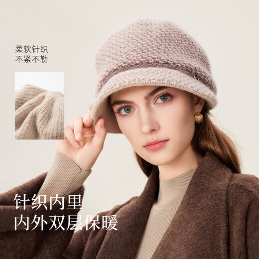 FANCET hat women's autumn and winter elegant temperament warm fisherman hat plus velvet thickened beret knitted woolen hat for elders