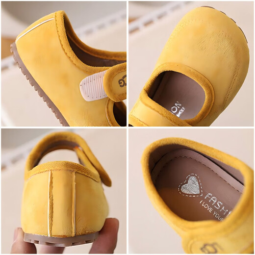 G.duck Little Yellow Duck Children's French Small Leather Shoes Autumn New Korean Style Girls' Frosted Soft Sole Princess Shoes Birkenstock Beanie Shoes Yellow 23 Shoe Inner Length 14.5CM