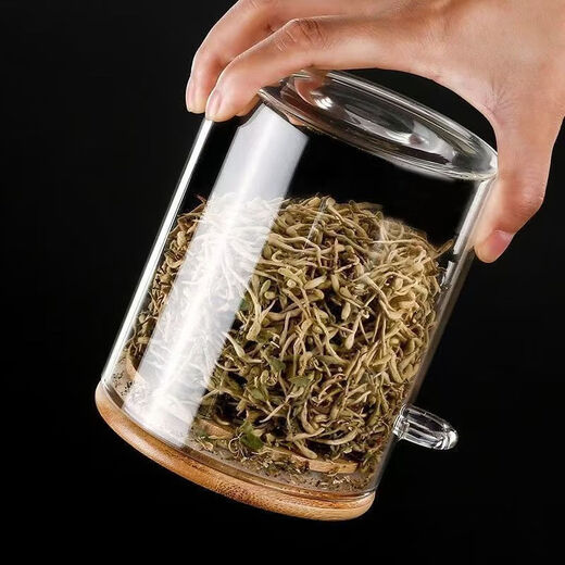High borosilicate glass sealed jar moisture-proof tea can tea barrel large tea can storage tank glass jar sealed jar tea can 550ml 1 piece