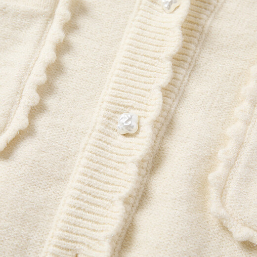 Xiangying Xiaoxiangfeng white knitted cardigan women's long-sleeved 2025 winter new lace sweet round neck sweater jacket Lubai L 165/88A/110-125Jin Jin equals 0.5 kg