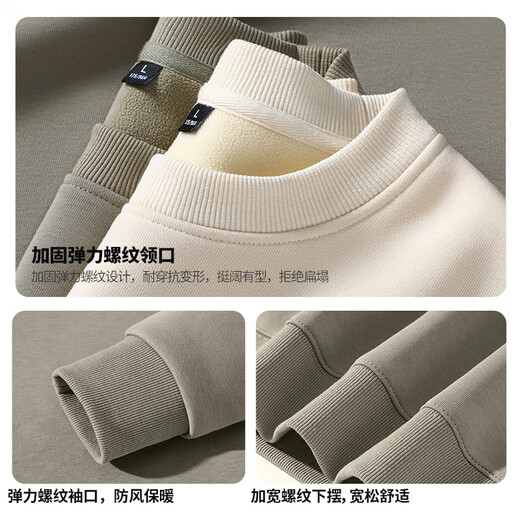 JEANSWEST LIFE JEANSWEST Austrian velvet sweatshirt men's 2025 winter casual round neck long-sleeved top plus velvet thickened coat sweatshirt for men