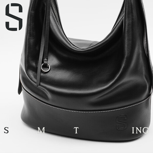 Ximuting first layer cowhide bucket bag 2025 new women's shoulder bag light luxury niche high-end bag light luxury gift hazelnut brown