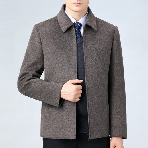 SEVEN 7 Seven brand double-sided cashmere short coat for middle-aged men, wool woolen detachable goose down lining jacket lapel jacket 6620 black (double-sided wool + goose down lining) M 170/48