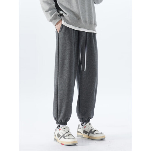 Semir brand special sale men's pure cotton leggings sweatpants youth loose and versatile casual sweatpants Hong Kong style trendy leggings 601 light gray S
